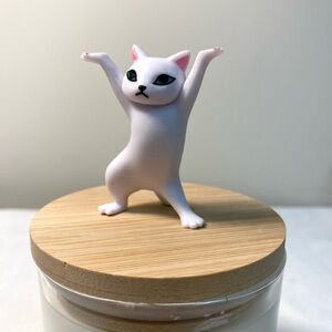 Playful White Cat Figurine | Feline dancer struts their stuff